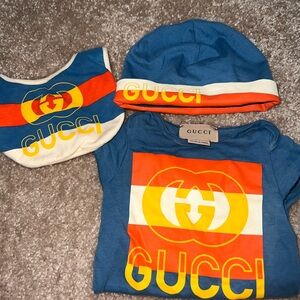 Gucci Kids Set in Blue, Orange, and White